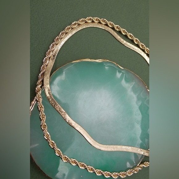 Layered rope and herringbone necklace set - Picture 4 of 8